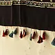 black gold ajrakh cotton stole hand block printed bundi tiny dot body ornate circular mandala border traditional mihrab arched detail artisanal scarf sustainable fashion natural dyed with tassels