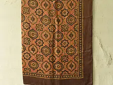 Neelanjana . नीलांजना ~ Square Ajrakh Silk Scarf - Brown & Orange