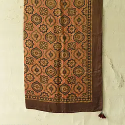 Neelanjana . नीलांजना ~ Square Ajrakh Silk Scarf - Brown & Orange