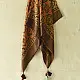 mustard orange ajrakh cotton square scarf black brown geometric sun floral medallion block print hand block printed natural dyed scarf tassels