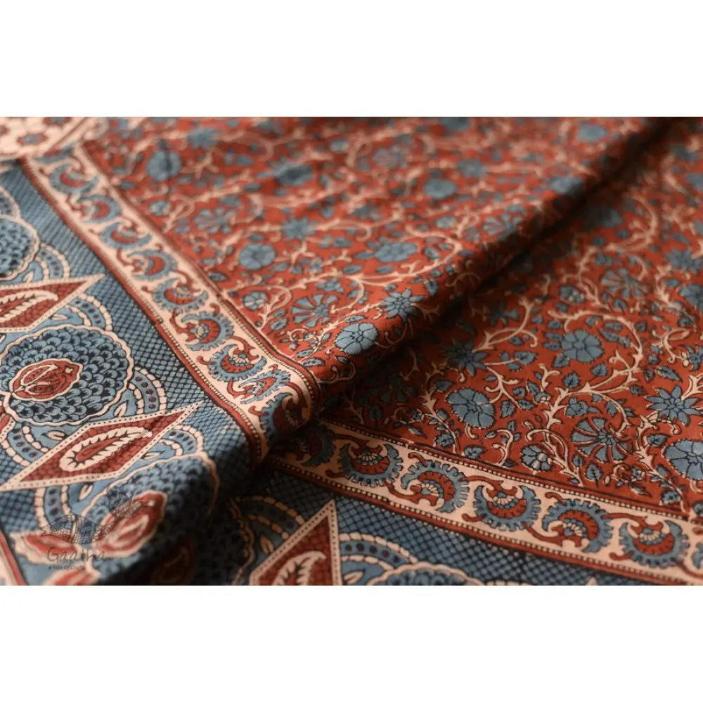 shop Ajrakh Hand Block Printed - Mul Soft Cotton Saree