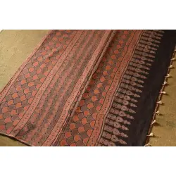 Charu . चारु | Mul Cotton Ajrakh Printed Saree - Walnut Brown