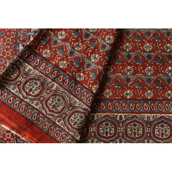 shop Ajrakh Handcrafted - Mul Soft Cotton Saree