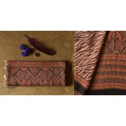 Charu . चारु | Mul Cotton Ajrakh Printed Saree - Walnut Brown