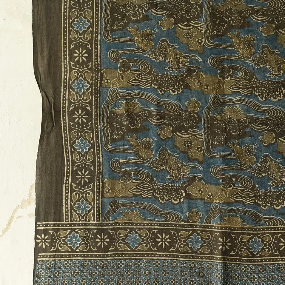 Premium Ajrakh block printed pure cotton dupatta with intricate detailing