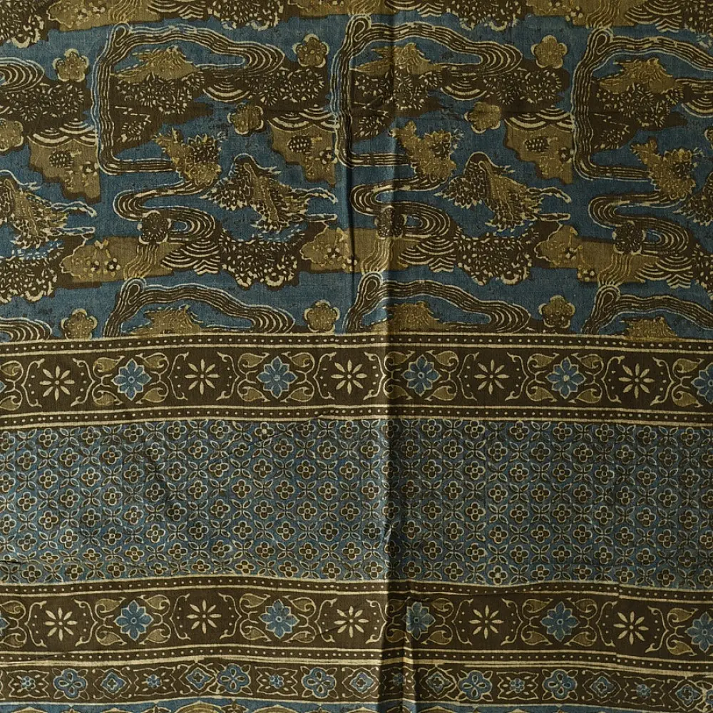Premium Ajrakh block printed pure cotton dupatta with intricate detailing
