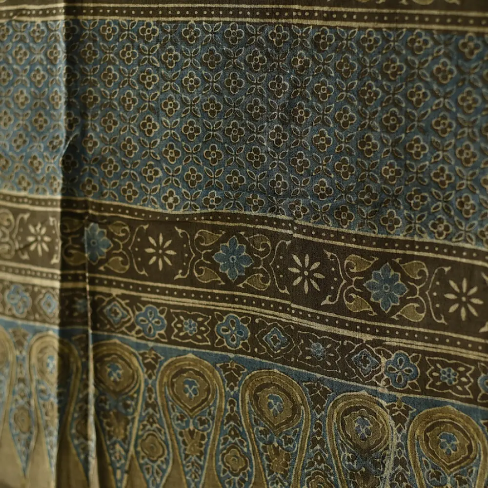 Premium Ajrakh block printed pure cotton dupatta with intricate detailing