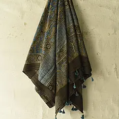 Sakhi . सखी ⁂ Ajrakh Block Printed Pure Cotton Dupatta (15)