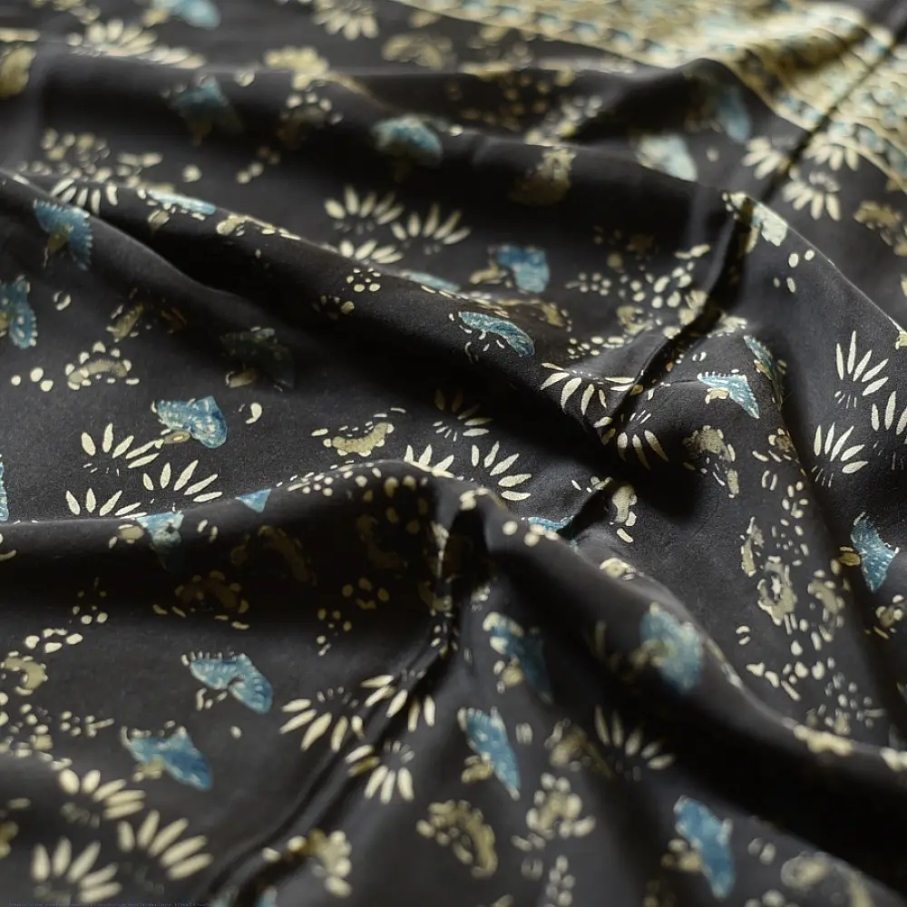 chocolate brown indigo blue moss green ajrakh modal silk dupatta hand block printed jhar floral sprig jaal body ornate circular medallion pallu traditional mihrab arched detail wedding festive wear sustainable luxury natural dyed with tassels