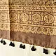 mulberry silk ajrakh dupatta mustard gold olive brown interlocking geometric floral jaal circular medallion palla block print hand block printed natural dyed silk dupatta