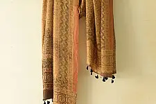 Ajrakh Mulberry Silk Dupatta | Natural dyed - M