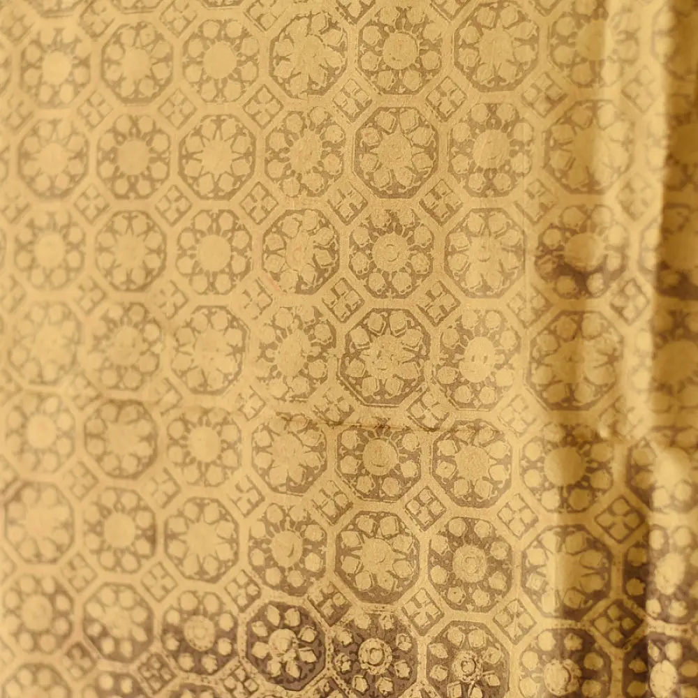 mulberry silk ajrakh dupatta mustard gold olive brown interlocking geometric floral jaal circular medallion palla block print hand block printed natural dyed silk dupatta