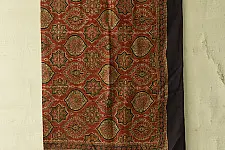 Neelanjana . नीलांजना ~ Square Ajrakh Silk Scarf - Red & Black