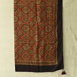 Neelanjana . नीलांजना ~ Square Ajrakh Silk Scarf - Red & Black