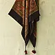 madder red ajrakh cotton square scarf black border floral medallion geometric star block print hand block printed natural dyed scarf tassels