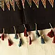 black gold ajrakh modal silk dupatta hand block printed large chand moon medallion bundi dot jaal body ornate eight-pointed star pallu traditional mihrab arched detail wedding festive wear sustainable luxury natural dyed with tassels