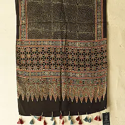 Anagi | Ajrakh Printed Modal Silk Stole With Natural Dyed