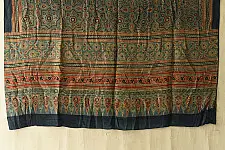 Ajrakh Mulberry Silk Dupatta | Natural dyed - Blue