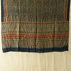 Ajrakh Mulberry Silk Dupatta | Natural dyed - Blue