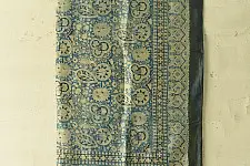 Neelanjana . नीलांजना ~ Square Ajrakh Silk Scarf - Sky Blue