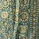 teal indigo ajrakh cotton square scarf clover floral clover block print geometric circular jaal hand block printed natural dyed scarf tassels