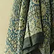 teal indigo ajrakh cotton square scarf clover floral clover block print geometric circular jaal hand block printed natural dyed scarf tassels