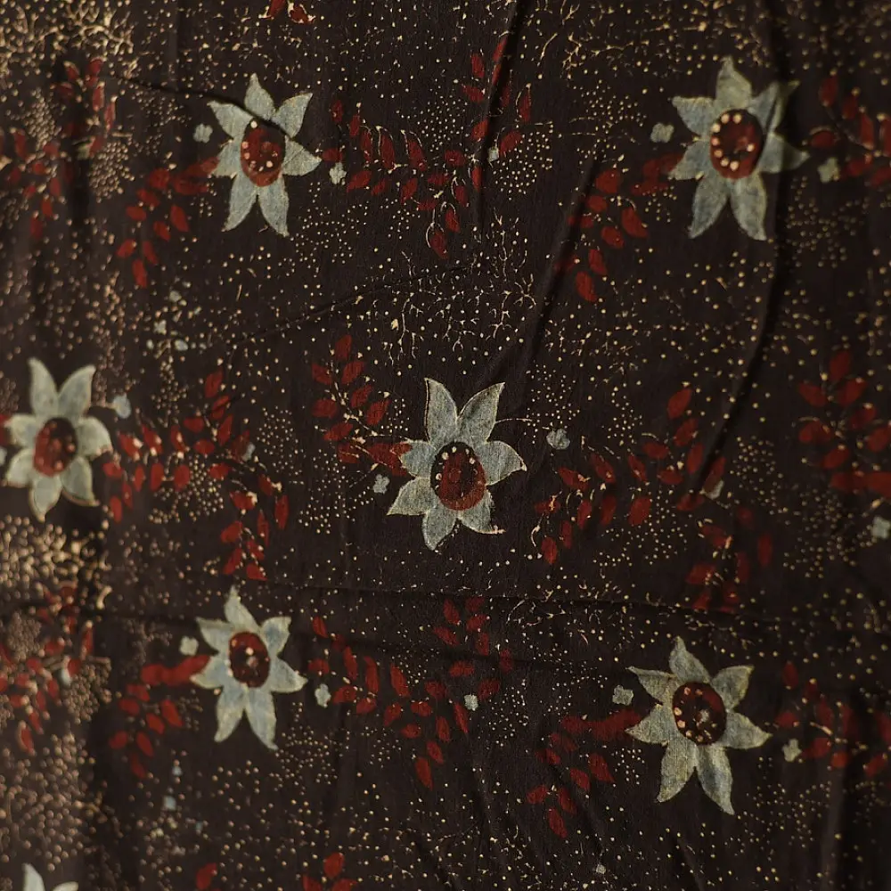 Black and red Ajrakh cotton dupatta with detailed geometric composition