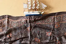 Anagi | Natural Dyed Ajrakh - Modal Silk Brown Stole With Flower Motif