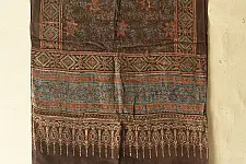 Anagi | Natural Dyed Ajrakh - Modal Silk Brown Stole With Flower Motif