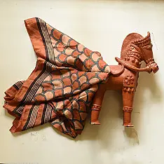 Neelanjana . नीलांजना ~ Square Ajrakh Silk Scarf - Brown