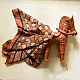 terracotta red ajrakh cotton square scarf black fish scale scallop block print hand block printed natural dyed scarf tassels