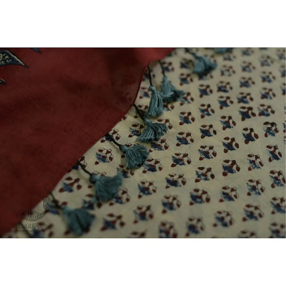 ajrakh printed mulmul cotton saree