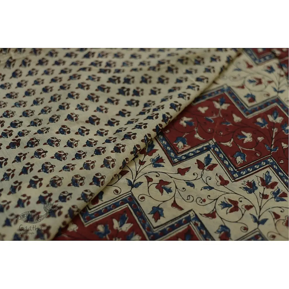 ajrakh printed mulmul cotton saree