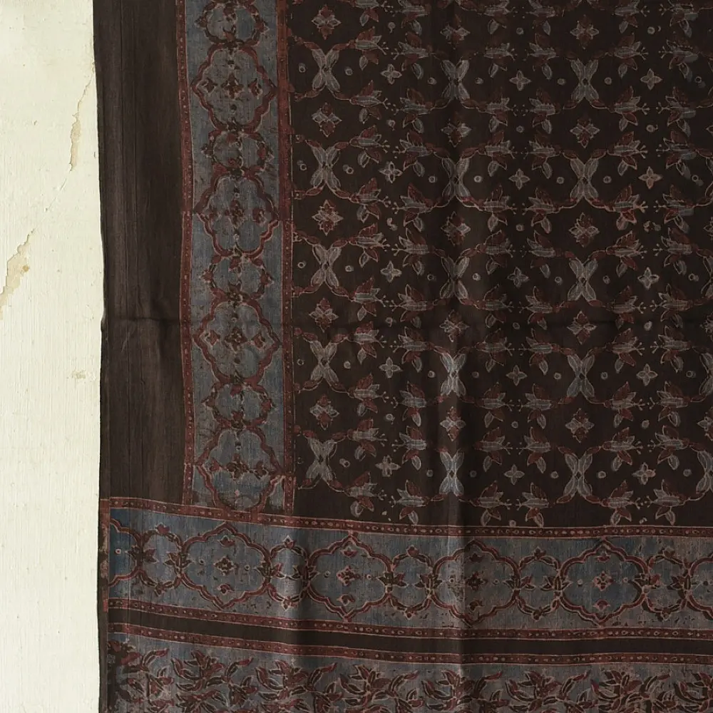 Handcrafted Ajrakh dupatta with pure cotton weave and natural dye finish