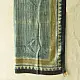 teal indigo ajrakh cotton square scarf vertical striped line block print sawtooth triangle geometric border hand block printed natural dyed scarf tassels