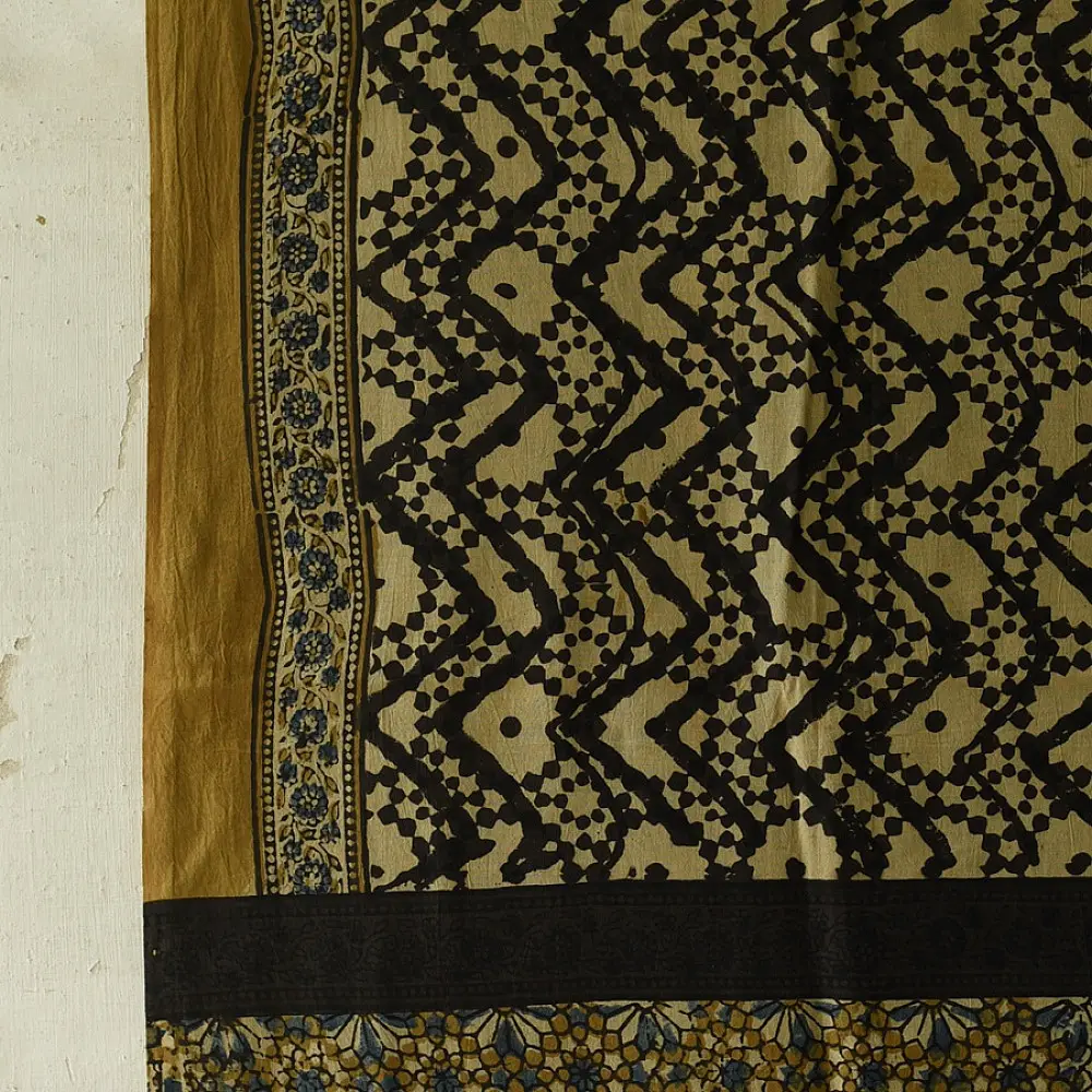 Ajrakh block print dupatta in pure cotton with earthy natural colors