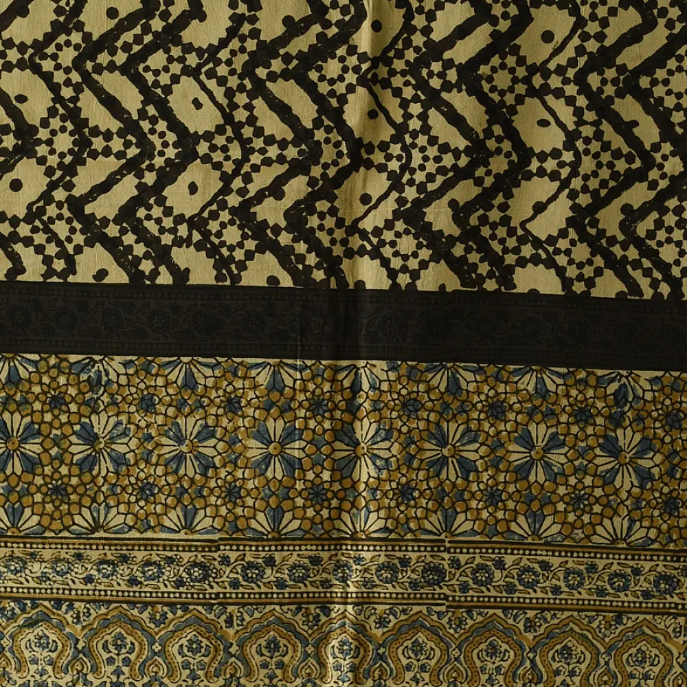 Ajrakh block print dupatta in pure cotton with earthy natural colors