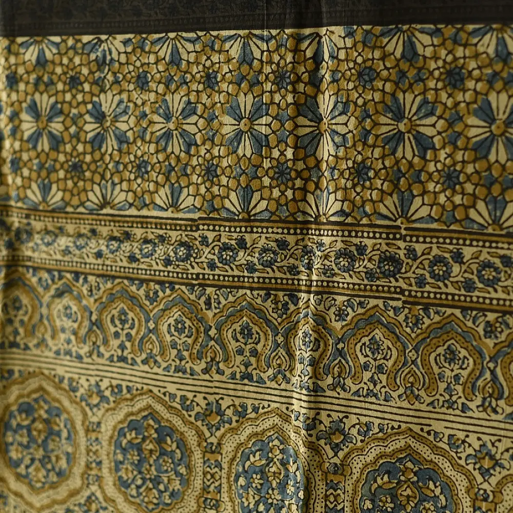 Ajrakh block print dupatta in pure cotton with earthy natural colors