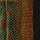 black ajrakh cotton square scarf red teal-blue diamond jaal block print red floral border hand block printed natural dyed scarf tassels