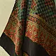 black ajrakh cotton square scarf red teal-blue diamond jaal block print red floral border hand block printed natural dyed scarf tassels