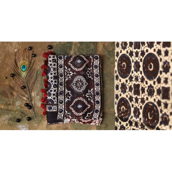 Mora ❉ Modal silk ❉ Ajrakh Dupatta ❉ 7