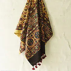 Sakhi . सखी ⁂ Ajrakh Block Printed Pure Cotton Dupatta (20)