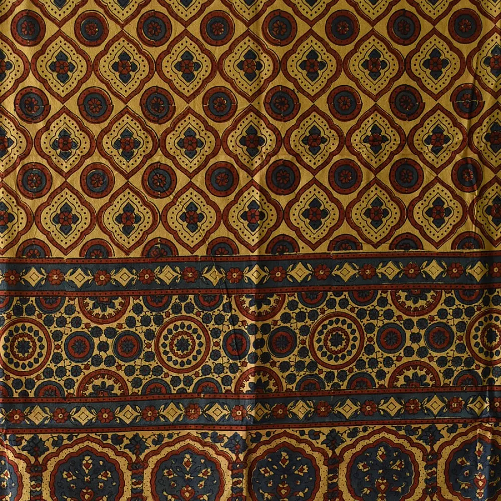 Ajrakh resist dyed pure cotton dupatta with bold symmetrical patterns
