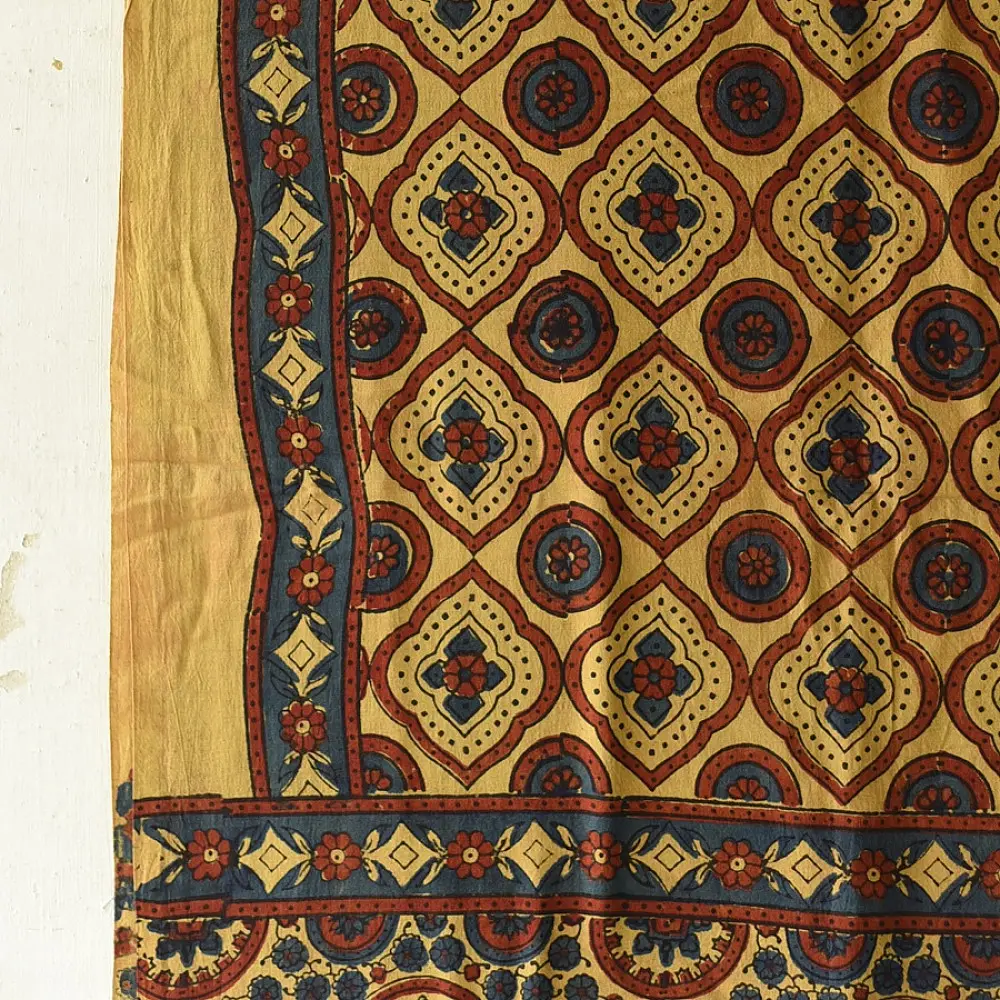 Ajrakh resist dyed pure cotton dupatta with bold symmetrical patterns