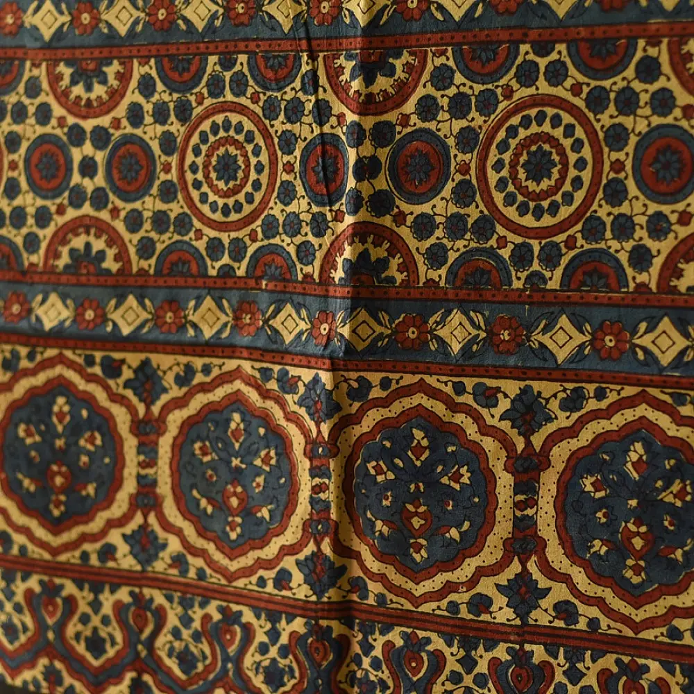 Ajrakh resist dyed pure cotton dupatta with bold symmetrical patterns
