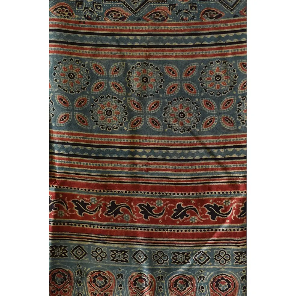 buy Ajrakh Block Printed Mulberry Silk Dupatta