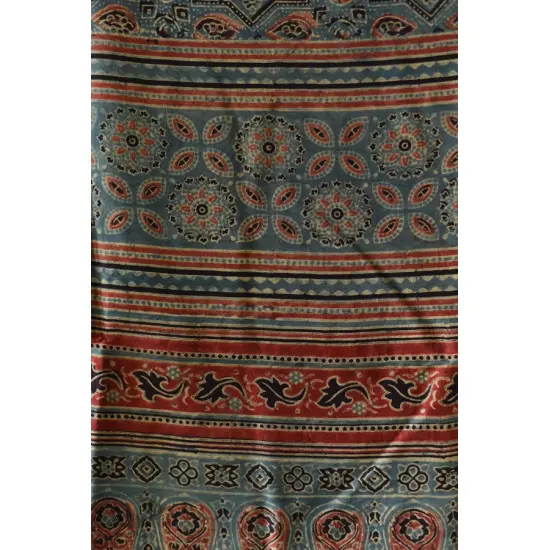 buy Ajrakh Block Printed Mulberry Silk Dupatta