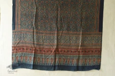 Blue & Red Ajrakh Block Printed Mulberry Silk Dupatta