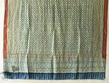 Ajrakh Mulberry Silk Dupatta ~ Natural Dyed - Light Blue