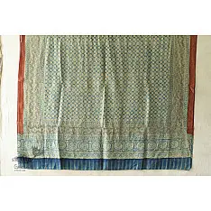 Ajrakh Mulberry Silk Dupatta ~ Natural Dyed - Light Blue